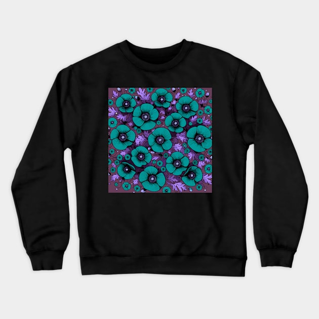 Poppy Flower Crewneck Sweatshirt by Jenni Arts